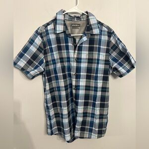 Eddie Bauer Classic Fit‎ Mens M Button Down Short Sleeve Shirt Blue Plaid